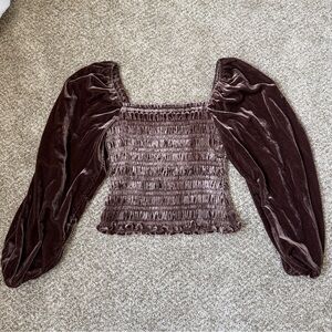 Anthropologie Smocked Velvet Top